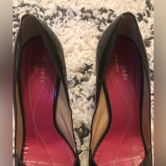 Kate Spade dark green peep toe heels size 6 - Picture 3 of 7
